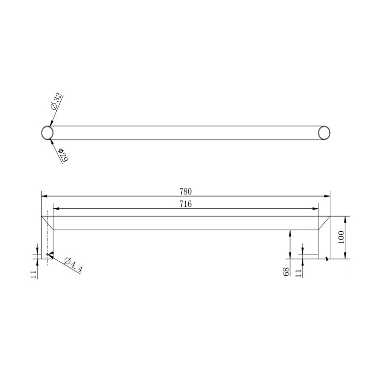 Round Horizontal Electric Heated Brushed Nickel Towel Rail Towel Rack