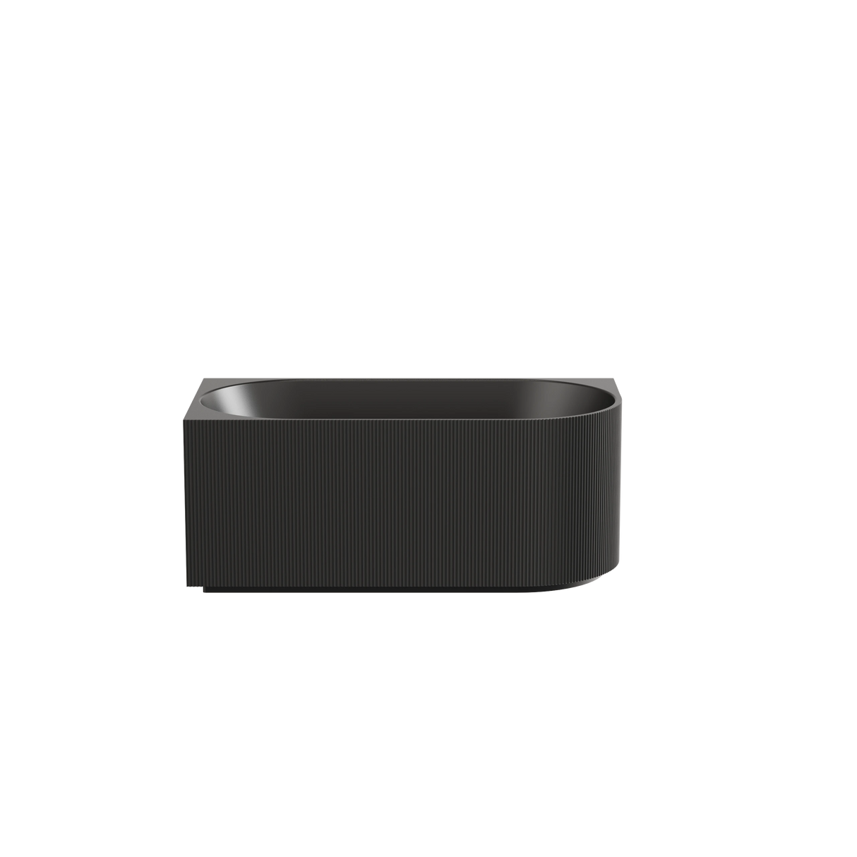 Capri 1700mm Fluted Left Corner Back to Wall Matte Black Bathtub
