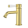 Ikon Clasico Hampton Brushed Gold Basin Mixer - Ceramic Handle