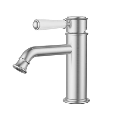 Ikon Clasico Hampton Brushed Nickel Basin Mixer - Ceramic Handle