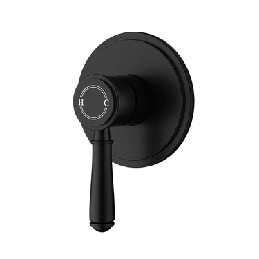 Ikon Clasico Hampton Matte Black Wall Mixer Trim Kit - Rough-In Body Included