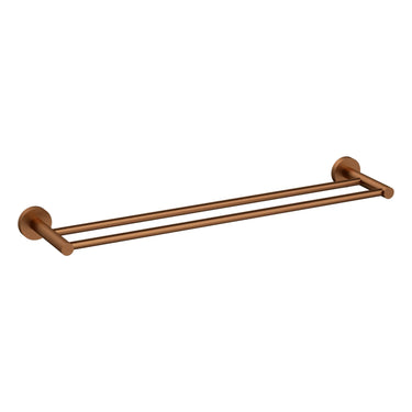 Otus Brushed Copper Slimline Double Towel Rail 600mm - Stainless Steel