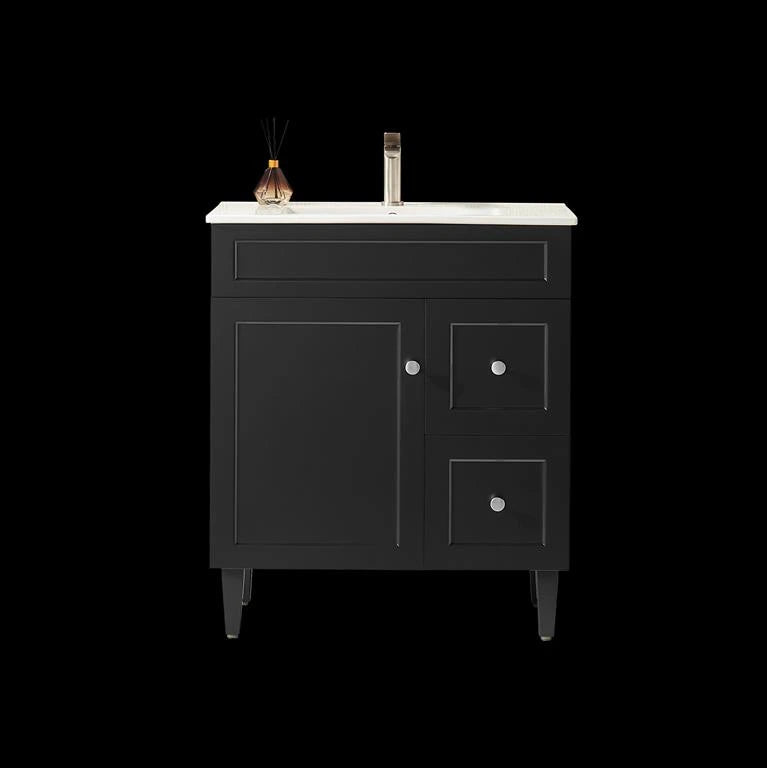 Harrington Hampton Shaker 750mm Matte Black PVC Waterproof Freestanding Bathroom Vanity Brushed Nickel Handles