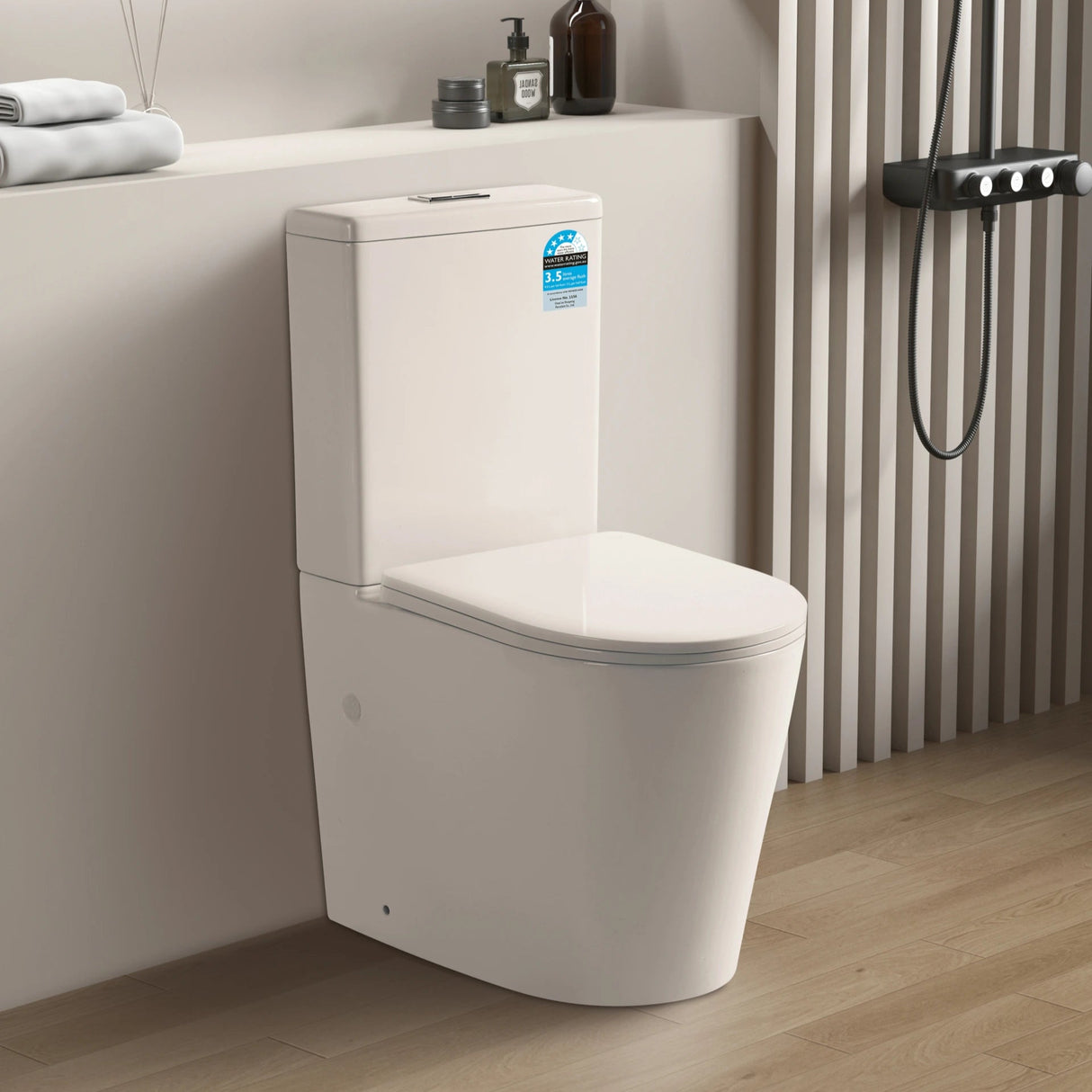 Modern toilet in a bathroom setting with minimal decor