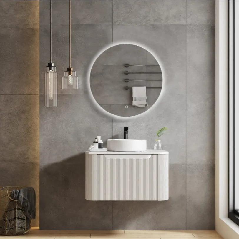 Rome Fluted V-Groove Curve All Drawer Vanity 600mm Matte White - RJ Bathroom