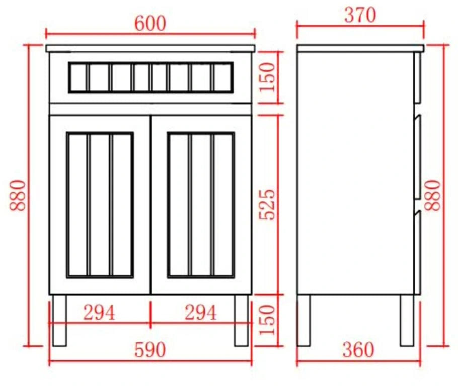 Acacia Hampton Shaker 600*360mm Matte White Slim Narrow Freestanding Vanity Carrara Marble Stone