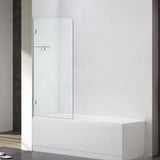 Frameless Bath Panel Shower Screen 700x1450mm Brushed Gold - RJ Bathroom