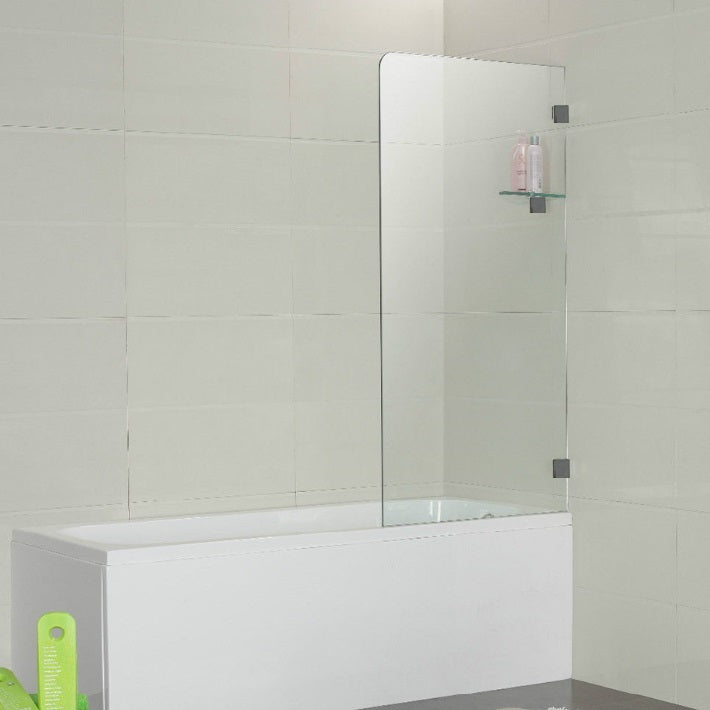 Frameless Bath Panel Shower Screen 700x1450mm Brushed Gunmetal - RJ Bathroom