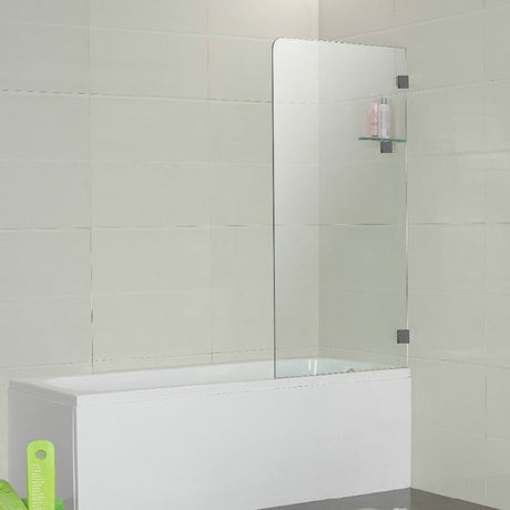 Frameless Bath Panel Shower Screen 700x1450mm Brushed Gunmetal - RJ Bathroom
