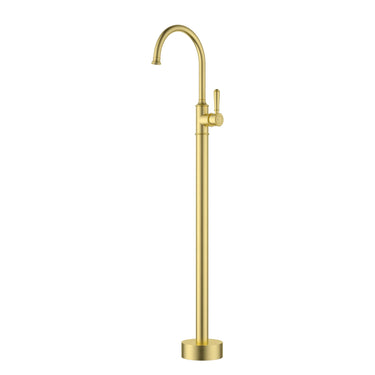 Ikon Clasico Hampton Brushed Gold Freestanding Gooseneck Bath Mixer