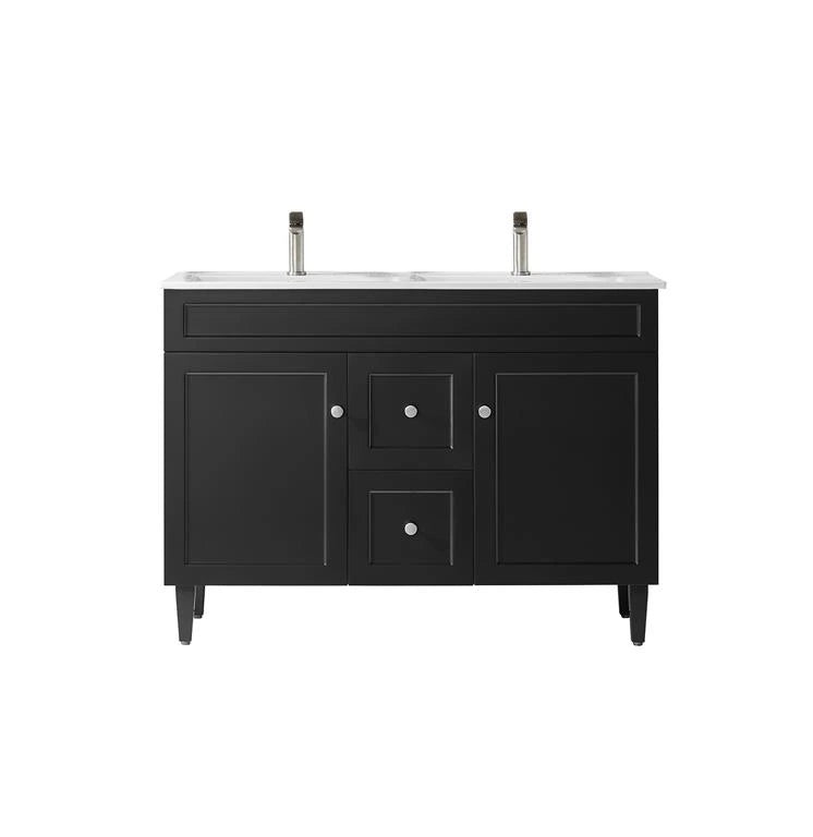 Harrington Hampton Shaker 1200mm Matte Black Double Bowl PVC Waterproof Freestanding Bathroom Vanity