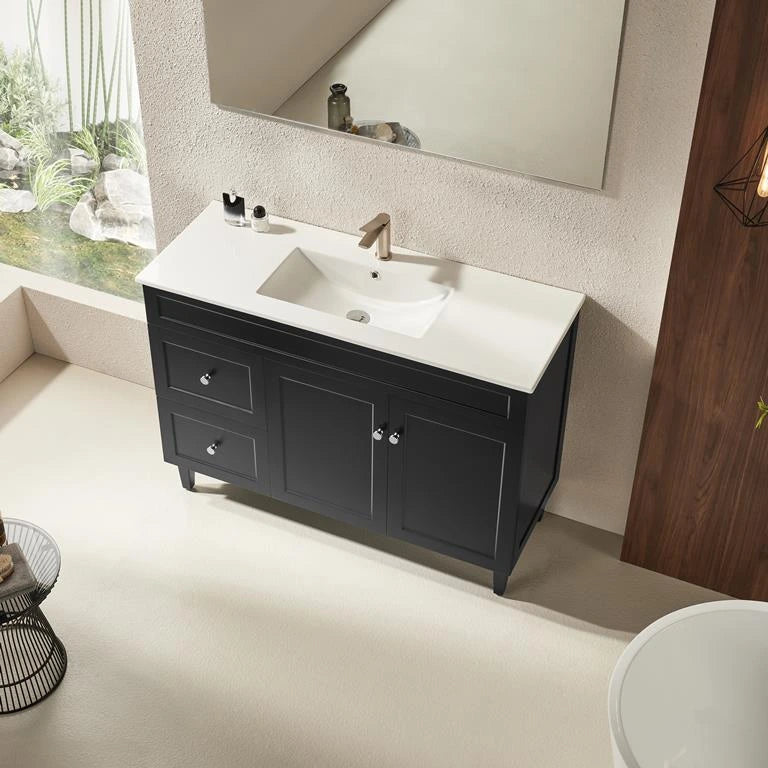 Harrington Hampton Shaker 1200mm Matte Black Single Bowl PVC Waterproof Freestanding Bathroom Vanity Brushed Nickel Handles