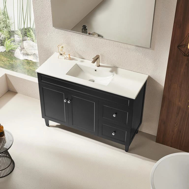 Harrington Hampton Shaker 1200mm Matte Black Single Bowl PVC Waterproof Freestanding Bathroom Vanity Brushed Nickel Handles