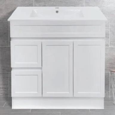 Hampton Shaker 900mm Matte White PVC Waterproof Freestanding Vanity - RJ Bathroom