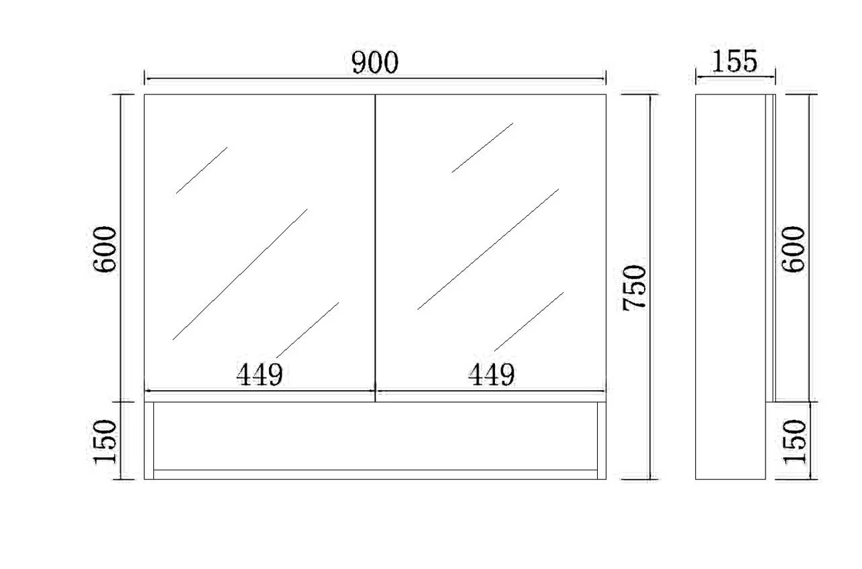 Timber Look Shaving Cabinet with Shelf Stella Oak PVC Waterproof 900mm Copper-Free Mirrored