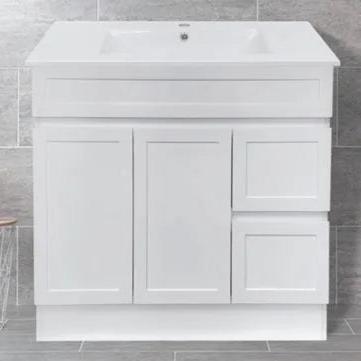 Hampton Shaker 900mm Matte White PVC Waterproof Freestanding Vanity - RJ Bathroom