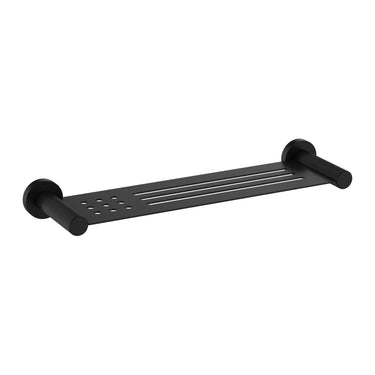 Ikon Linie Fluted Matte Black Bathroom Shelf 410mm