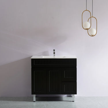 Acacia Hampton Shaker 900mm Matte Black Waterproof Freestanding Vanity
