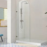 Covey Brushed Gun Metal Grey Frameless Arched Fixed Panel Shower Screen - RJ Bathroom