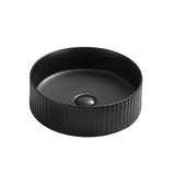 Fluted 400mm Bellevue Round Above Counter Matte Black Basin