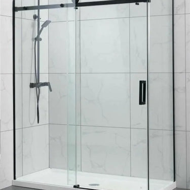 Frameless Matte Black Corner Shower Screen - RJ Bathroom