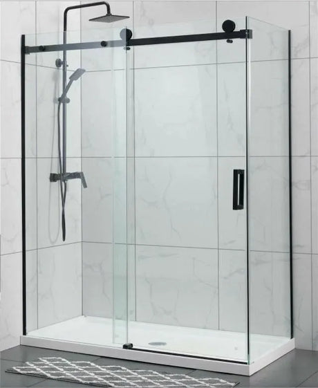 Frameless Matte Black Corner Shower Screen - RJ Bathroom
