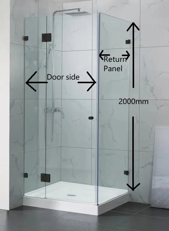 Frameless Matte Black Corner Shower Screen - RJ Bathroom