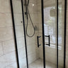 Semi Frameless Corner Shower Screen Matte Black - RJ Bathroom