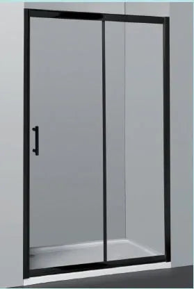 Matte Black Semi Frameless Sliding Door Shower Screen - RJ Bathroom