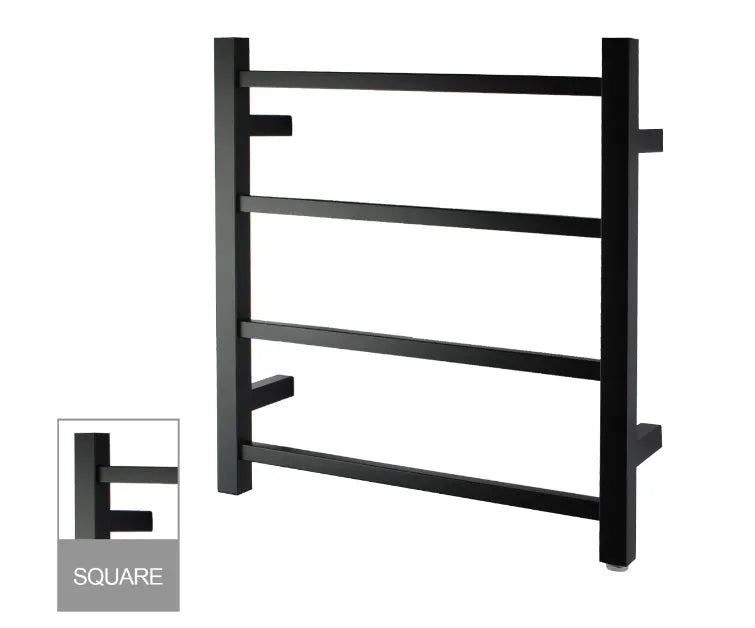Matte Black Electric Heated Towel Rail Towel Rack 4 Bars - RJ Bathroom