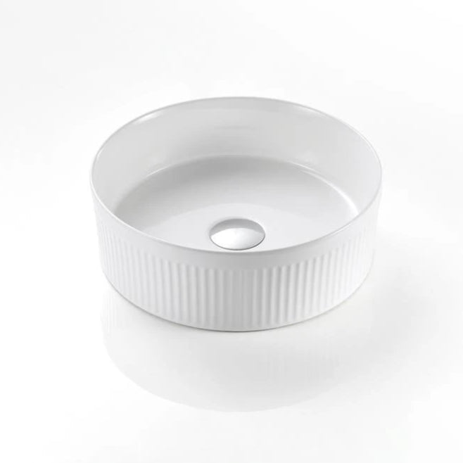 White ceramic sink basin on a white background