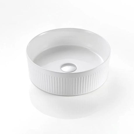 White ceramic sink basin on a white background