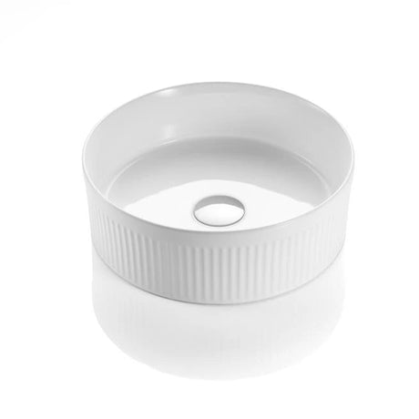 White ceramic sink basin on a white background