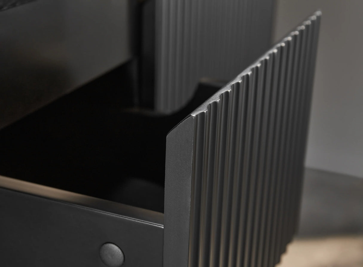 Fluted Wall Hung Vanity Brindabella 750mm Matte Black Waterproof Galaxy Black Stone top