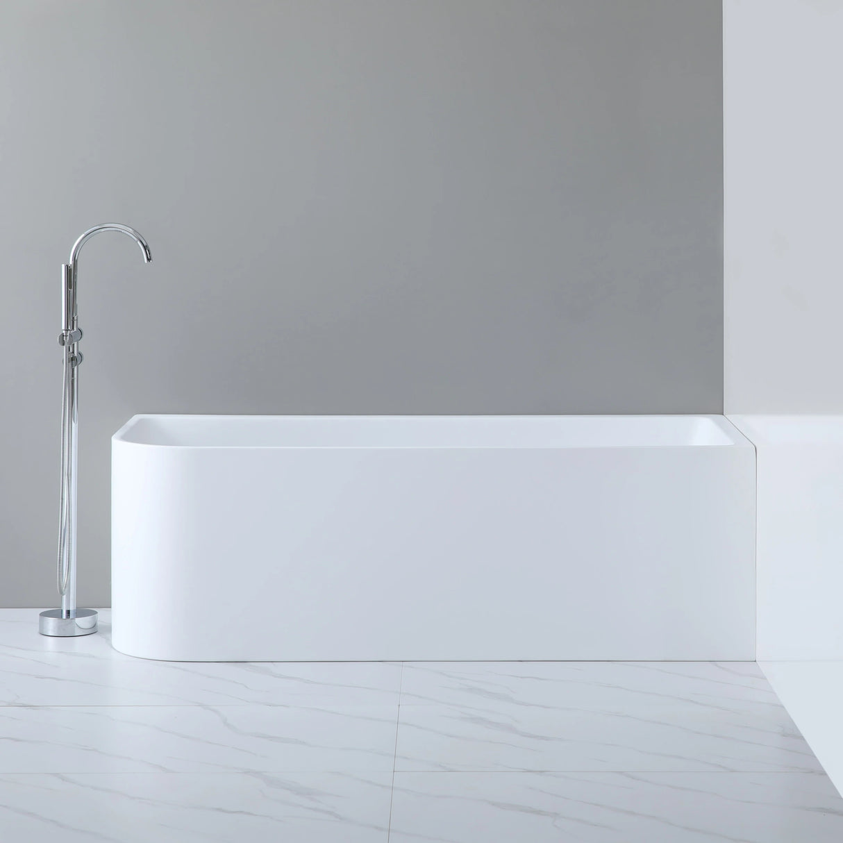 Right Corner Bathtub Matte/Gloss White Casey Back to Wall 1500mm