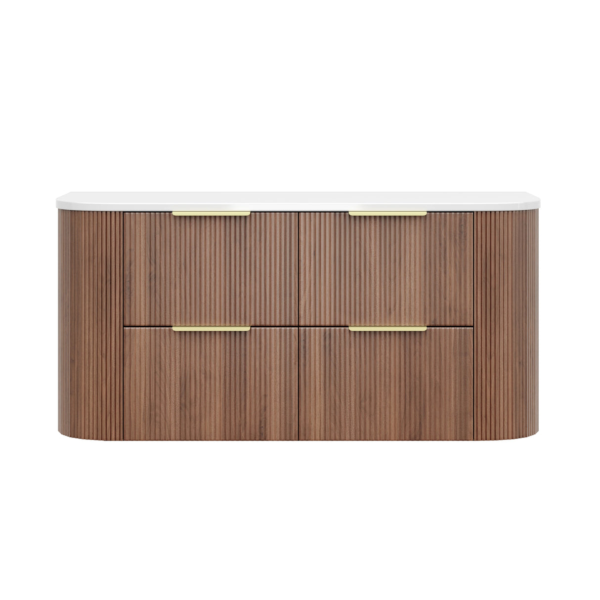 Timber Prime Oak Artis 1200mm Fluted Curved Waterproof Wall Hung Vanity Solid Surface Stone top