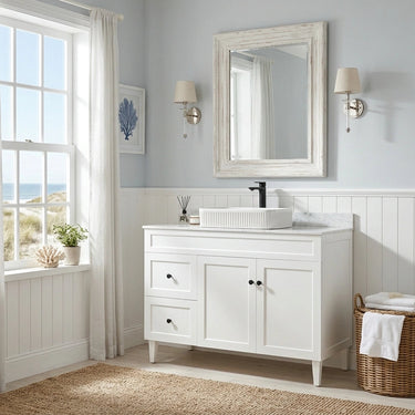 Hampton Shaker Freestanding Vanity Single Bowl Harrington 1200mm Matte White PVC Waterproof - Stone Top Optional