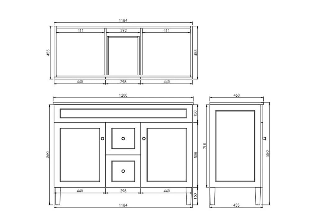 Harrington Hampton Shaker 1200mm Matte White Double Bowl PVC Waterproof Freestanding Bathroom Vanity