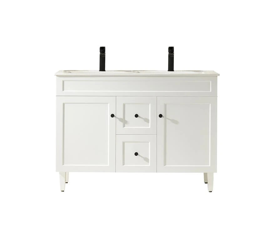 Harrington Hampton Shaker 1200mm Matte White Double Bowl PVC Waterproof Freestanding Bathroom Vanity