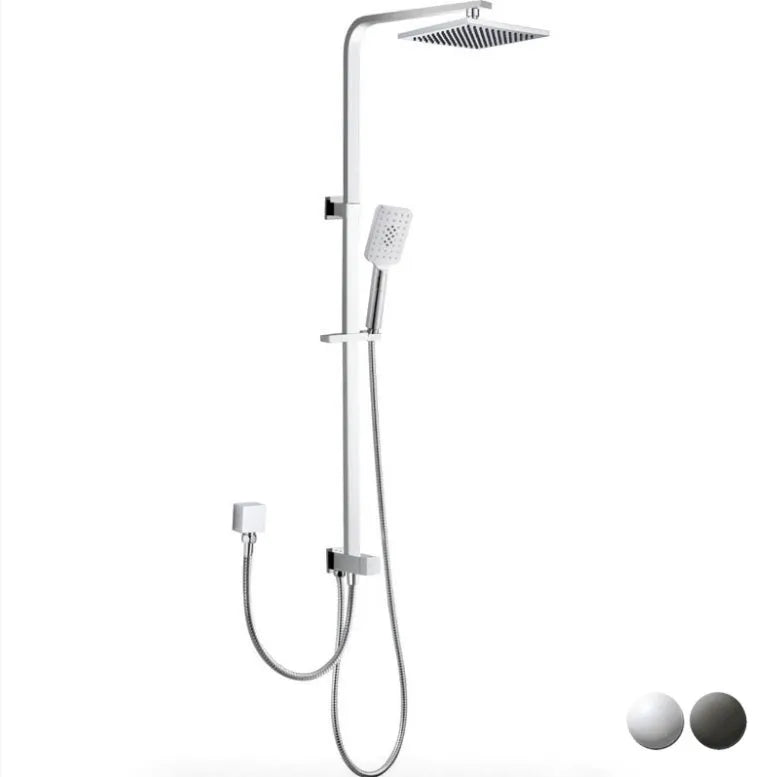 Eden Square Chrome/Black Square Multifuction Shower Set - RJ Bathroom
