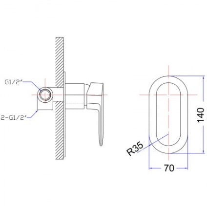 Cora Wall Mixer/ Shower / Bath Mixer Matte Black - PBR3001-B - RJ Bathroom
