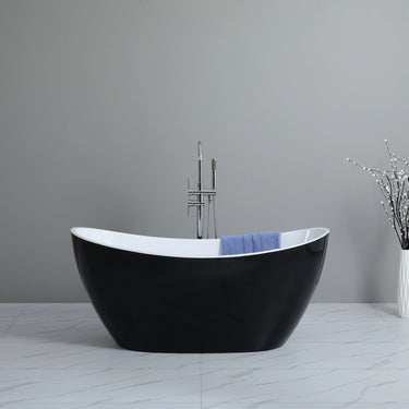 Gloss Black and White Freestanding Bathtub 1500/1660mm Evie Oval Round