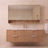 Timber Fluted Eden 1500mm Vanity Prime Oak Wall Hung 2 - Drawer Ceramic Top Single Bowl - RJ Bathroom