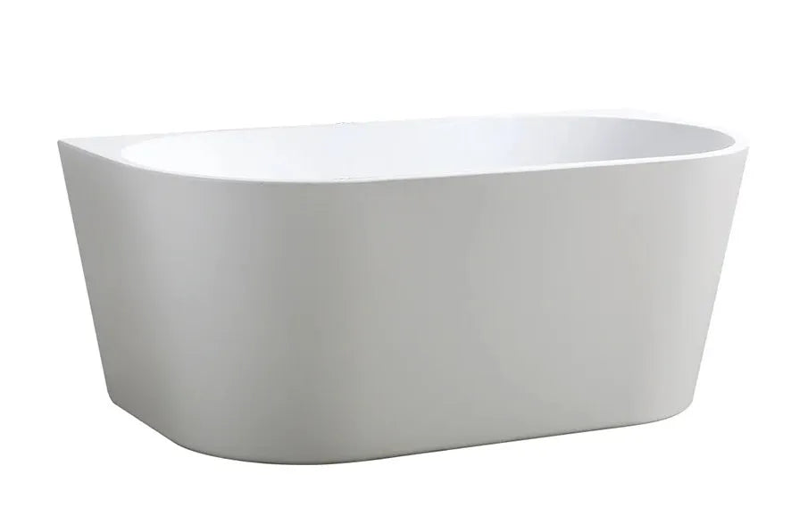 Elivia Matte White Back to Wall Freestanding Bathtub - RJ Bathroom