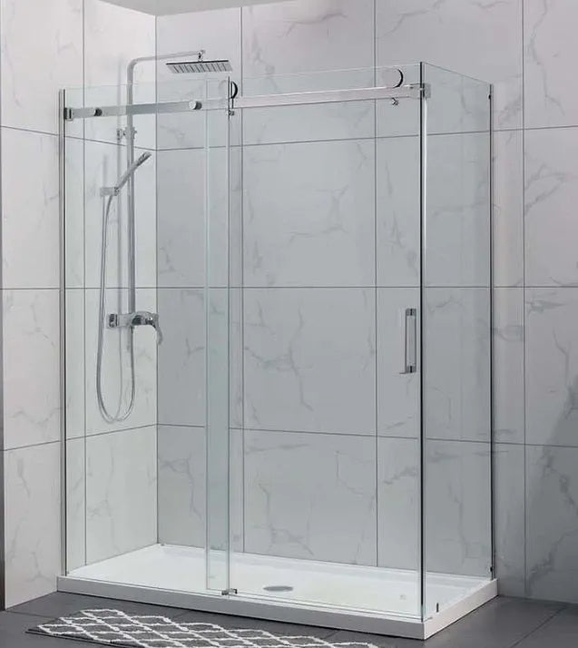 Frameless Chrome Corner Sliding Door Shower Screen - RJ Bathroom