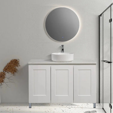 Hampton Shaker Doors 1200mm Free Standing Freestanding Vanity Carrara Marble Stone