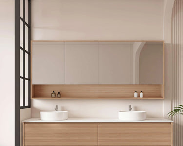 Hera Timber Look Elegant Oak 1500mm Mirror Shaving Cabinet with Shelf - RJ Bathroom