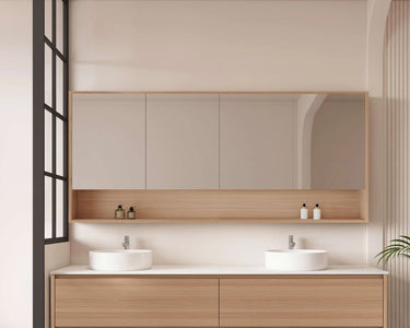 Hera Timber Look Elegant Oak 1800mm Mirror Shaving Cabinet with Shelf - RJ Bathroom