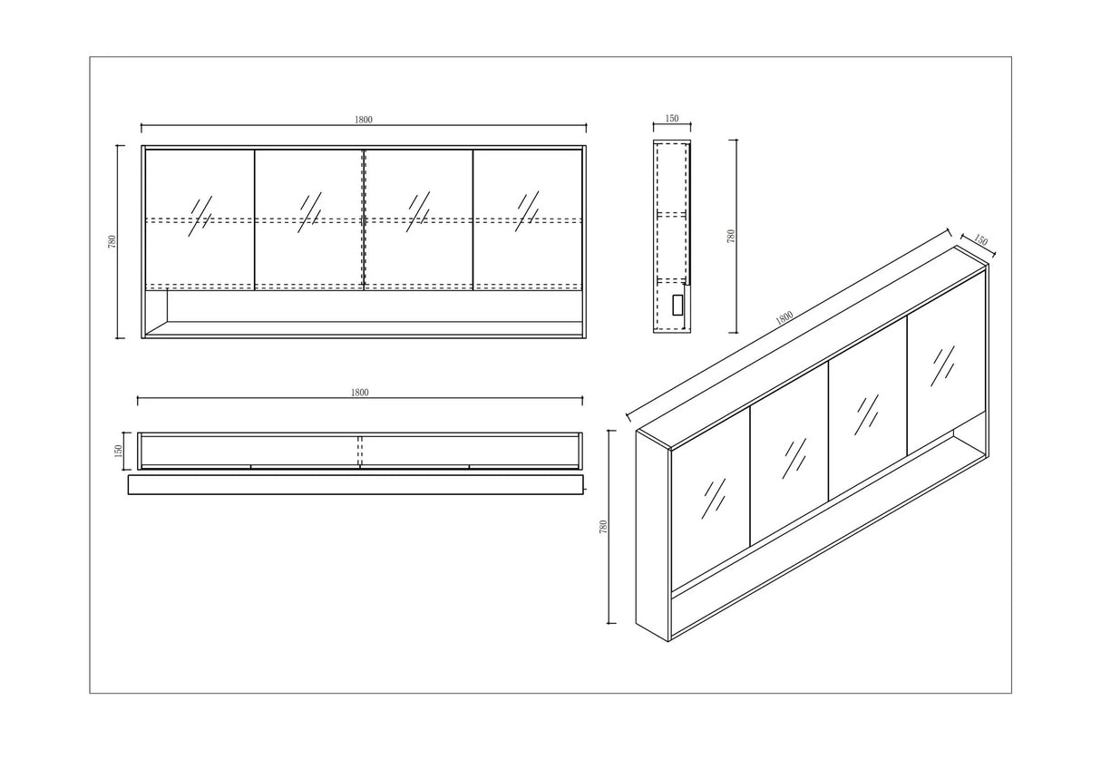 Hera Timber Look Tas Oak 1800mm Mirror Shaving Cabinet with Shelf
