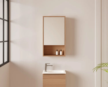 Hera Timber Look Elegant Oak 400mm Small Mirror Shaving Cabinet with Shelf - RJ Bathroom